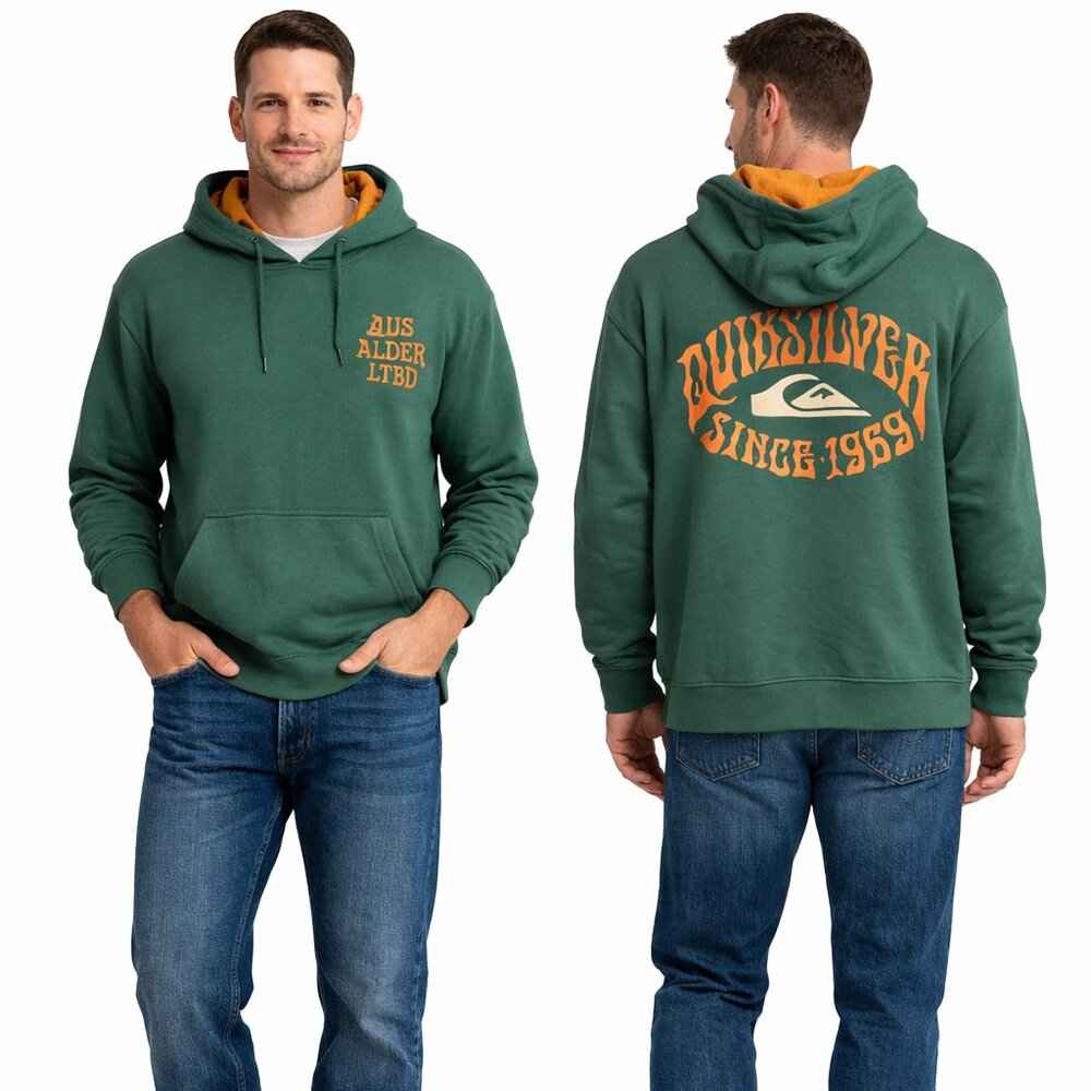 Men’s Green Pullover Hoodie XXL NWT Graphic Streetwear - Quick Silver